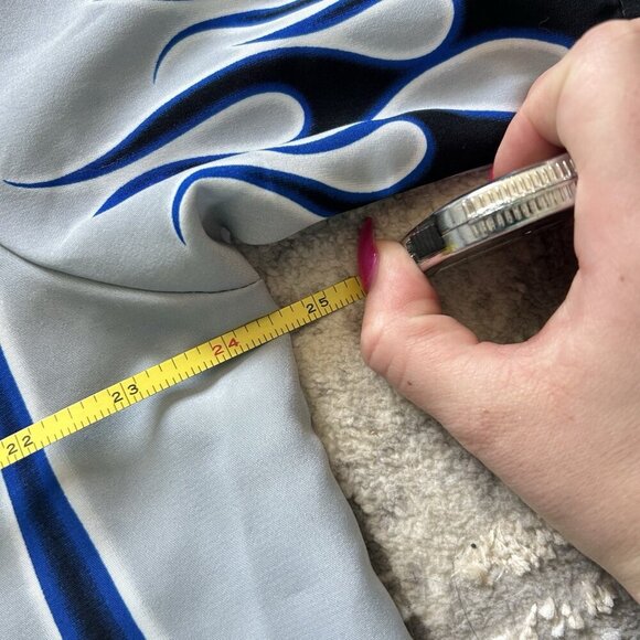 Vintage No Boundaries Blue Flames Button Up Shirt Black Mens Large L Y2K 90s - Picture 5 of 8